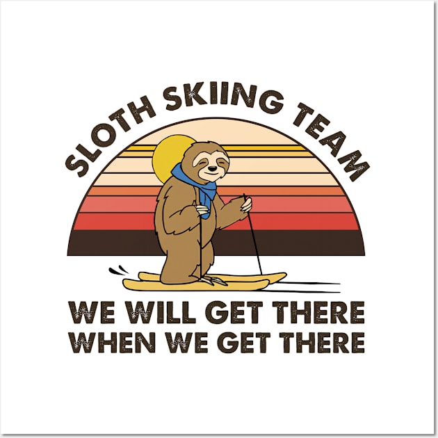 Sloth Skiing Team Wall Art by arlenawyron42770